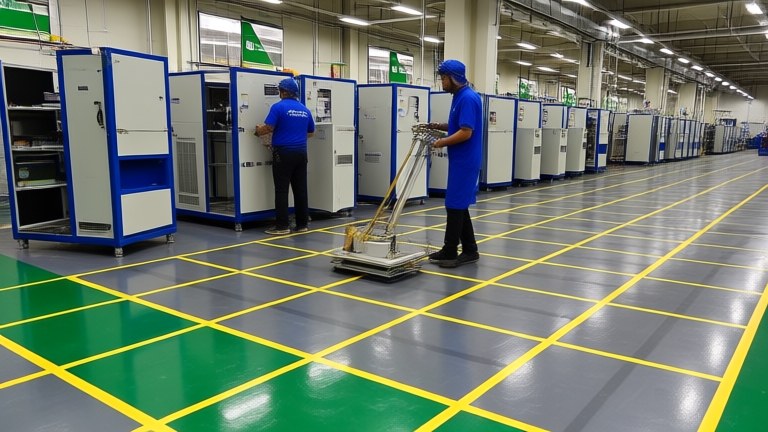Industrial epoxy floor plate installed in an operating facility